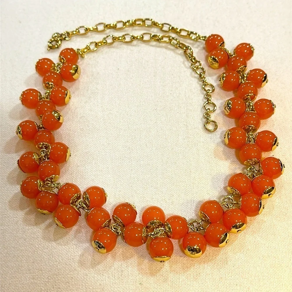 J. Crew Orange and Gold Beaded Necklace